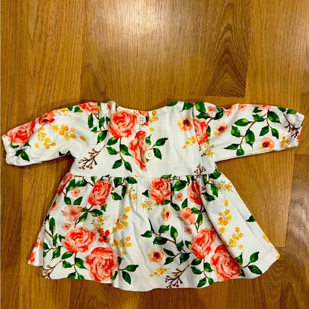 Baby fancy long sleeve dress / matching mittens